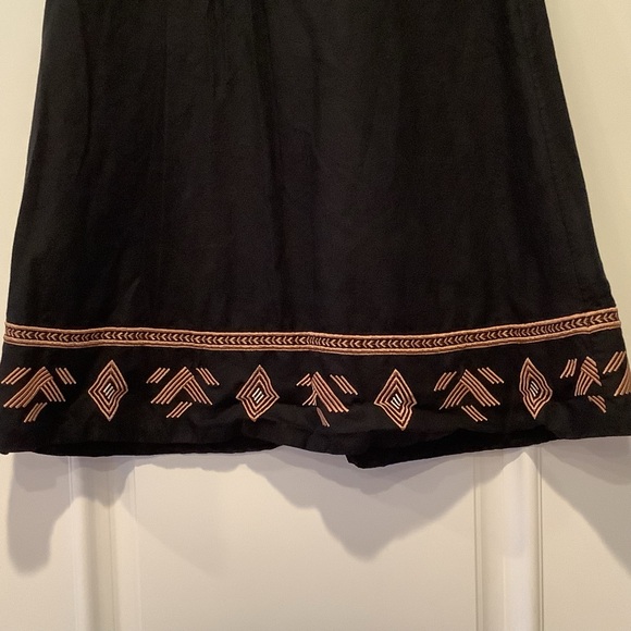 Banana Republic Factory Black Embroidered Midi Skirt Size 6 Linen Blend - Picture 6 of 13
